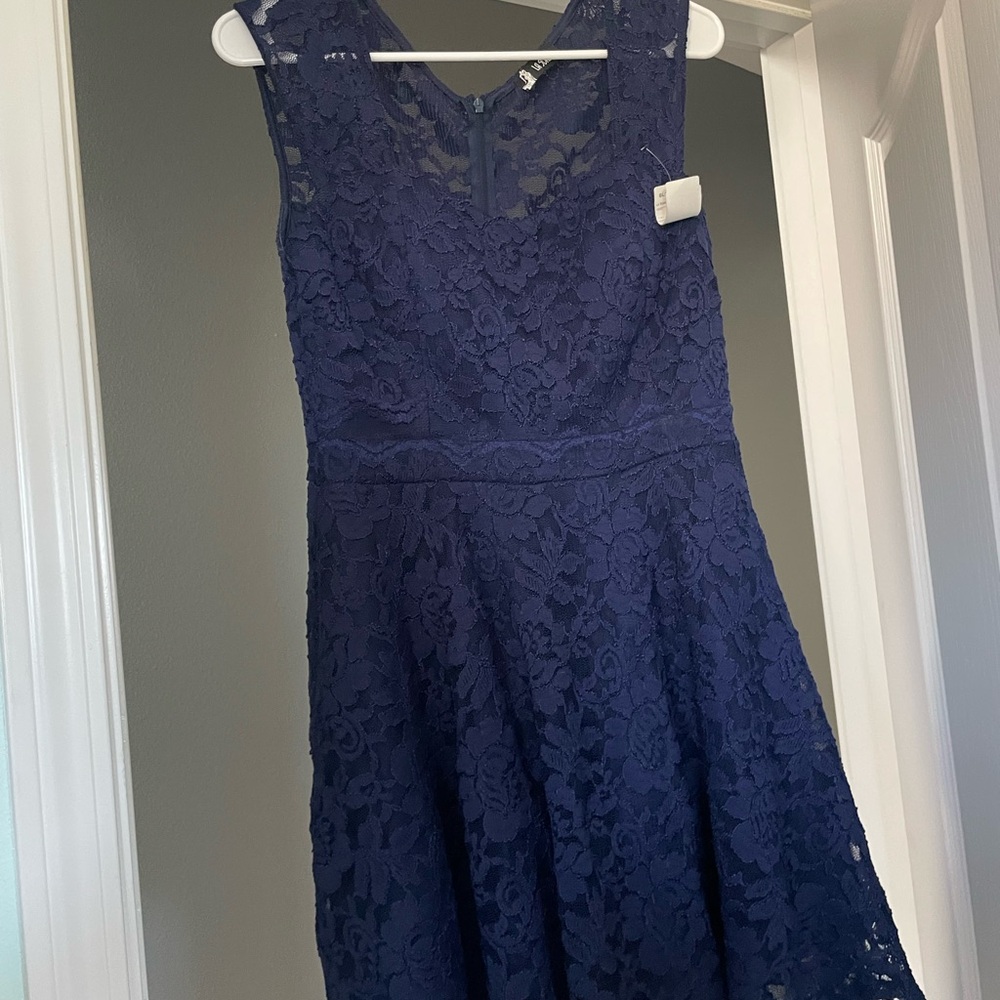 Elegant Navy Lace Dress